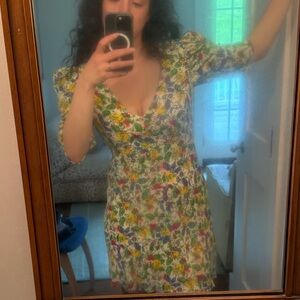 Silk Saloni Floral V-Neck Dress